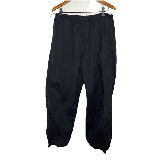 Forever 21 Women's Large Black Cargo Style Baggy Pants Pull Tab Waist & Ankles - Picture 1 of 9